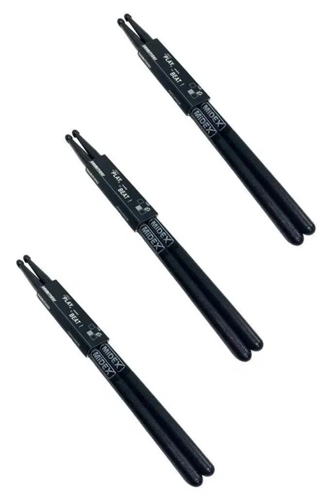 Midex GFK-801BK-3X 5A Bateri Baget Kırılmaz Polyemid Siyah Renk Davul Bageti 5A Drumsticks 6 Adet (3 Çift) Midex GFK-801BK-3X 5A Bateri Baget Kırılmaz Polyemid Siyah Renk Davul Bageti 5A Drumsticks 6 Adet (3 Çift)