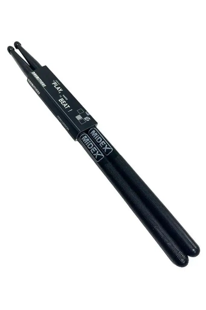 Midex GFK-801BK 5A Bateri Baget Kırılmaz Polyemid Siyah Renk Davul Bageti 5A Drumsticks