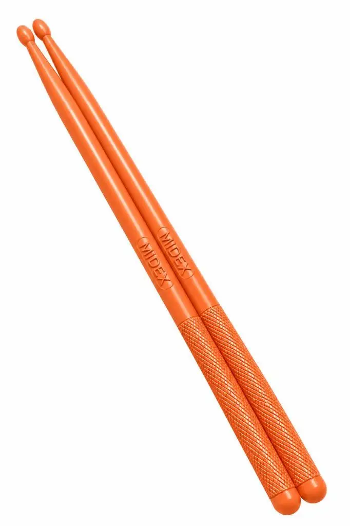 Midex GFK-801OR 5A Bateri Baget Kırılmaz Polyemid Turuncu Renk Davul Bageti 5A Drumsticks