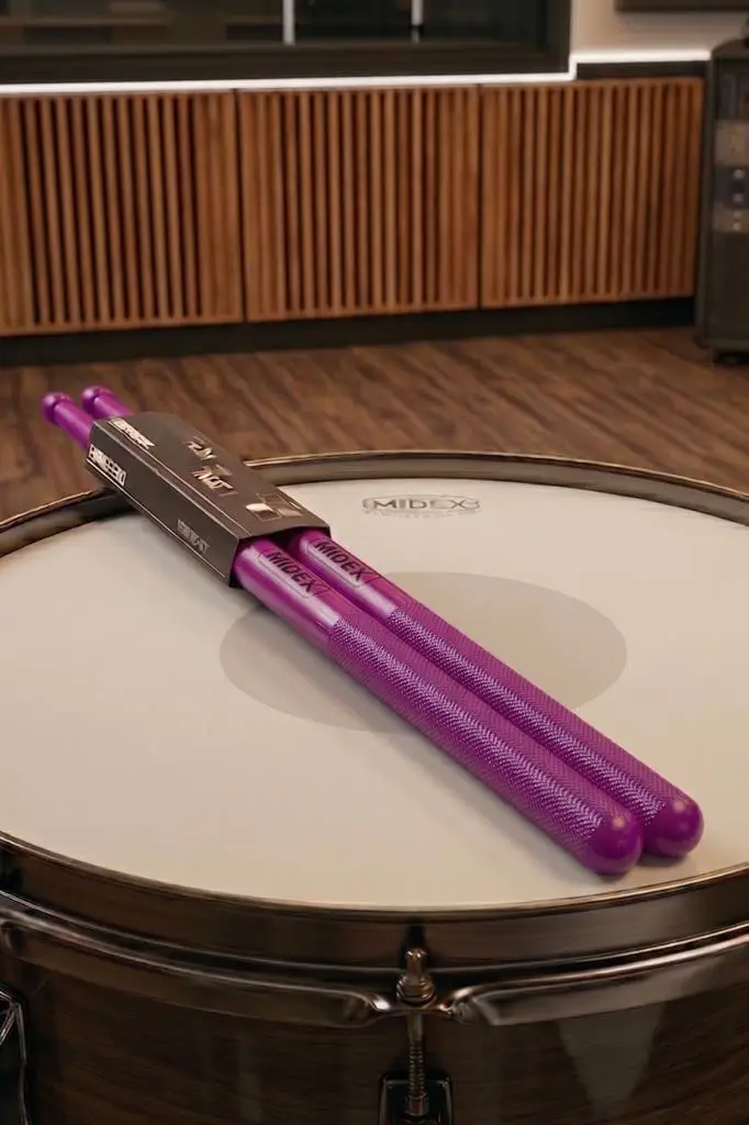 Midex GFK-801PU 5A Bateri Baget Kırılmaz Polyemid Mor Renk Davul Bageti 5A Drumsticks