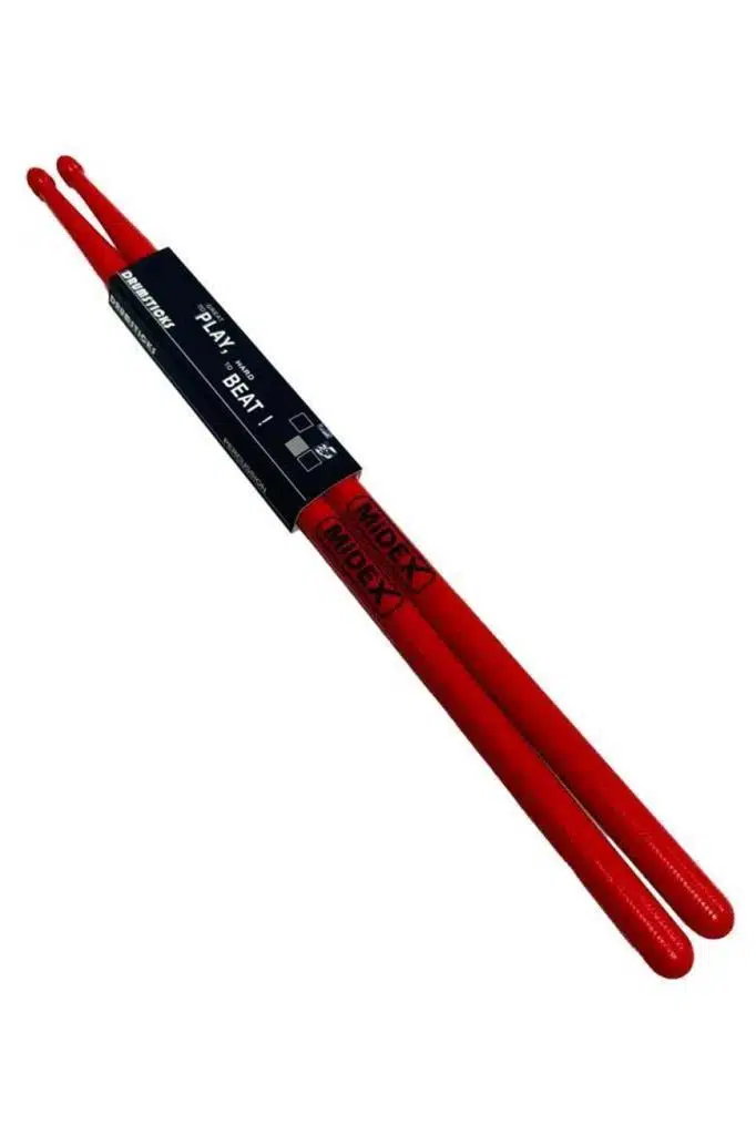 Midex GFK-801RD 5A Bateri Baget Kırılmaz Polyemid Kırmızı Renk Davul Bageti 5A Drumsticks