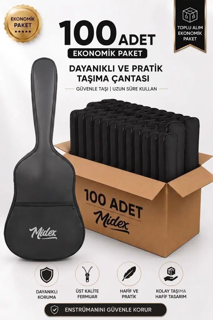 Midex GK-30E-100X Elektro Gitar Çantası 100'lü Paket Kaliteli Siyah Kılıf (100 Adet) Midex GK-30E-100X Elektro Gitar Çantası 100'lü Paket Kaliteli Siyah Kılıf (100 Adet)