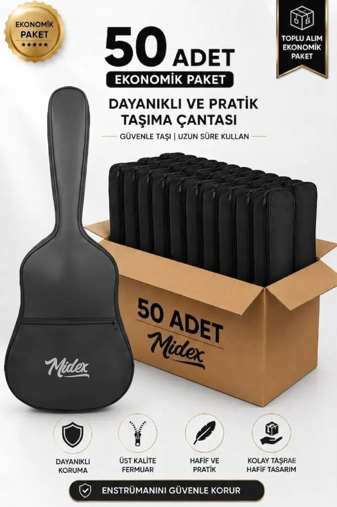 Midex GK-30E-50X Elektro Gitar Çantası 50'li Paket Kaliteli Siyah Kılıf (50 Adet) Midex GK-30E-50X Elektro Gitar Çantası 50'li Paket Kaliteli Siyah Kılıf (50 Adet)