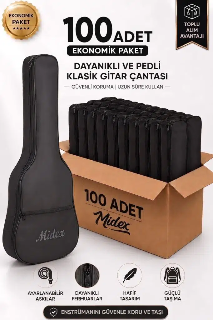Midex GK-40K-100X Klasik Gitar Çantası 100'lü Paket Kaliteli Siyah Kılıf (100 Adet) Midex GK-40K-100X Klasik Gitar Çantası 100'lü Paket Kaliteli Siyah Kılıf (100 Adet)