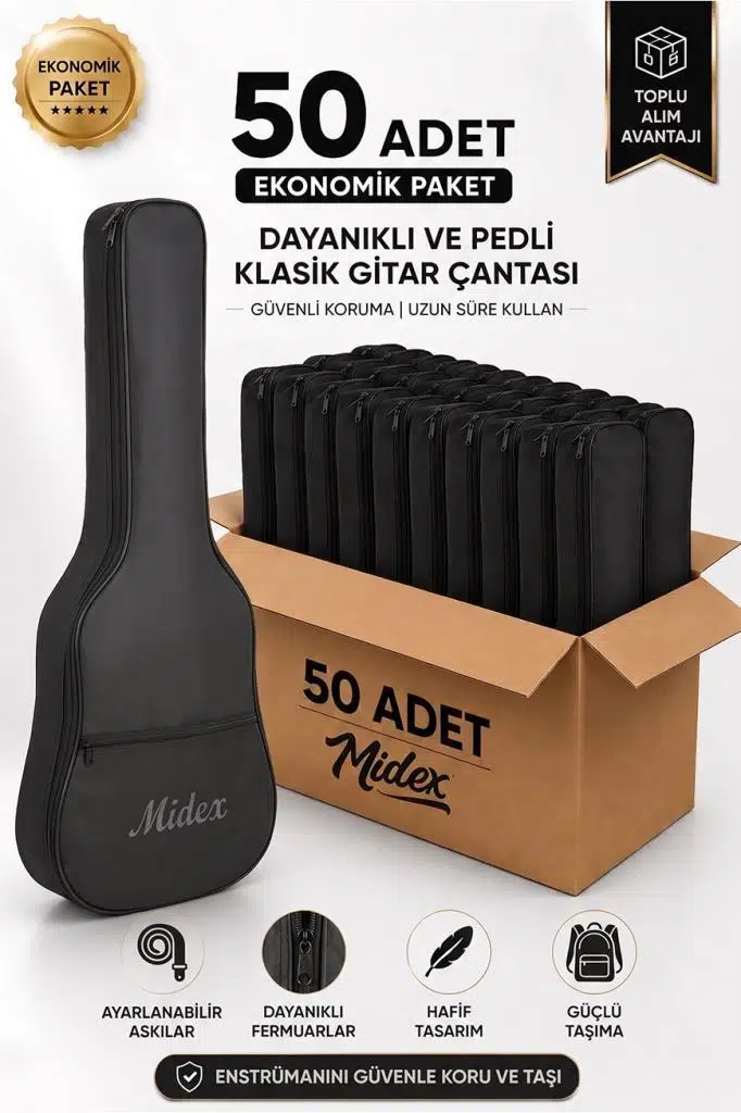 Midex GK-40K-50X Klasik Gitar Çantası 50'li Paket Kaliteli Siyah Kılıf (50 Adet) Midex GK-40K-50X Klasik Gitar Çantası 50'li Paket Kaliteli Siyah Kılıf (50 Adet)