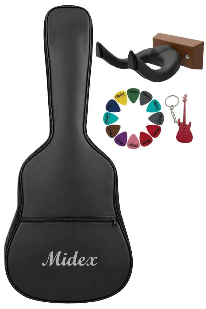 Midex GK-40K Klasik Gitar Çantası Kaliteli Siyah Kılıf (Duvar Askısı Standı + 12 Pena)