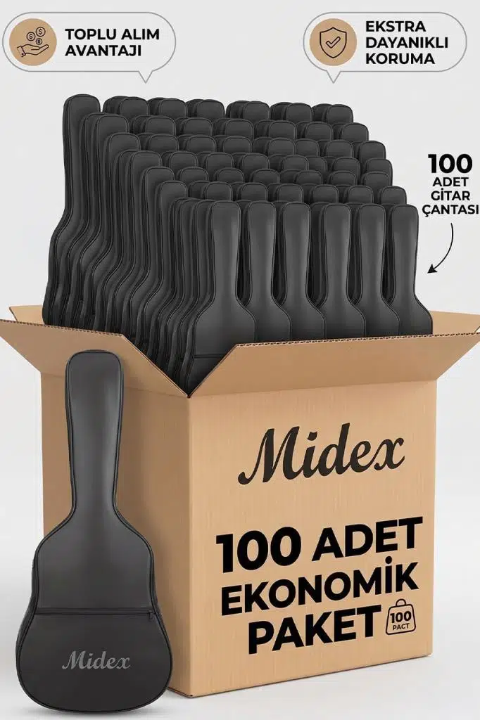 Midex GK-50A-100X Akustik Gitar Çantası 100'lü Paket Kaliteli Siyah Kılıf (100 Adet) Midex GK-50A-100X Akustik Gitar Çantası 100'lü Paket Kaliteli Siyah Kılıf (100 Adet)