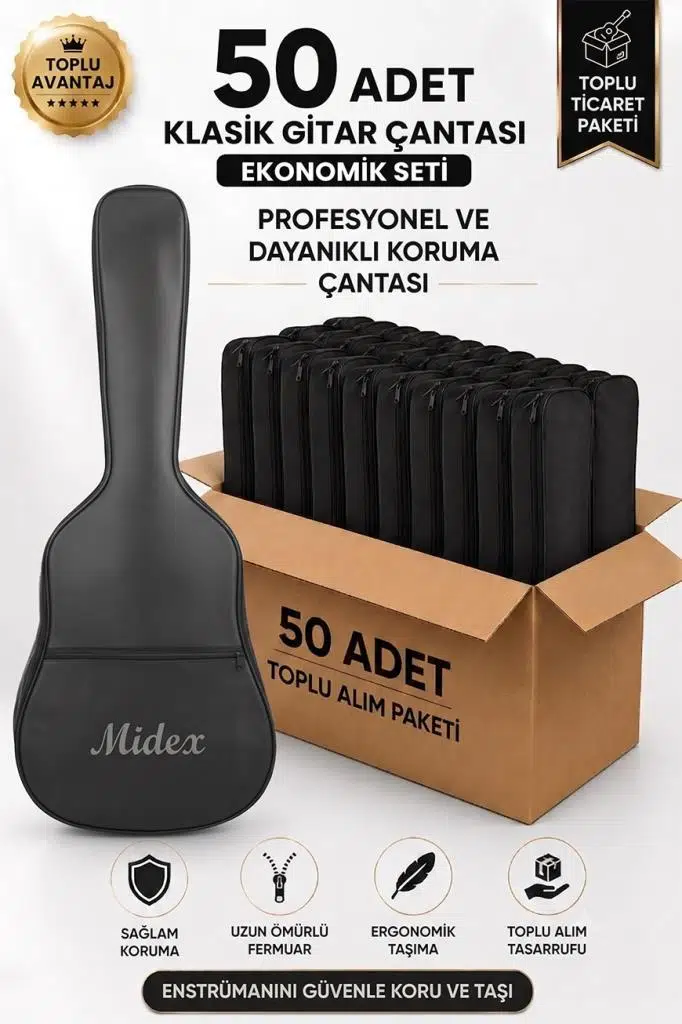 Midex GK-50A-50X Akustik Gitar Çantası 50'li Paket Kaliteli Siyah Kılıf (50 Adet) Midex GK-50A-50X Akustik Gitar Çantası 50'li Paket Kaliteli Siyah Kılıf (50 Adet)