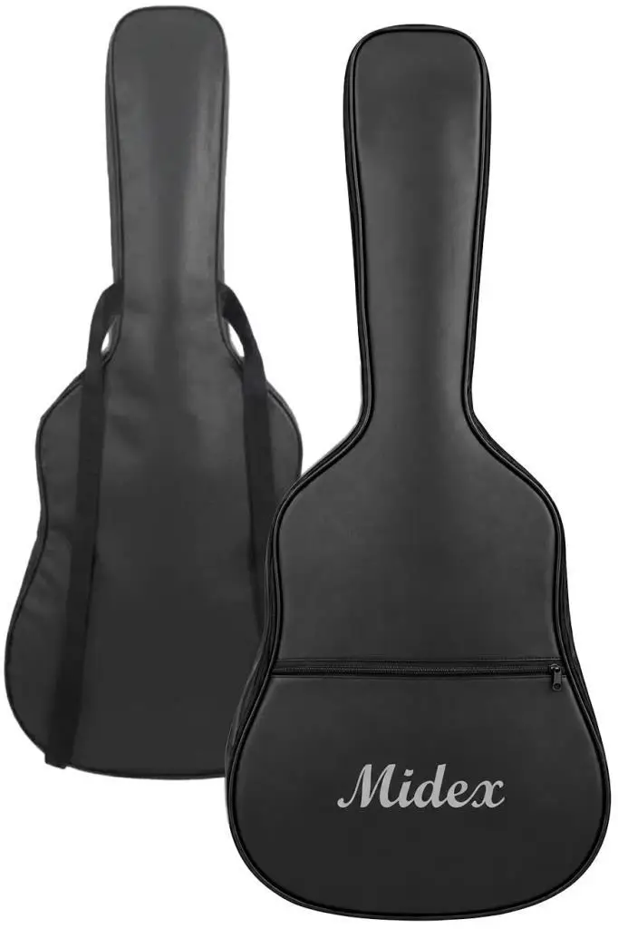 Midex GK-50A Akustik Gitar Çantası Kaliteli Siyah Kılıf (Duvar Askısı Standı + 12 Pena)