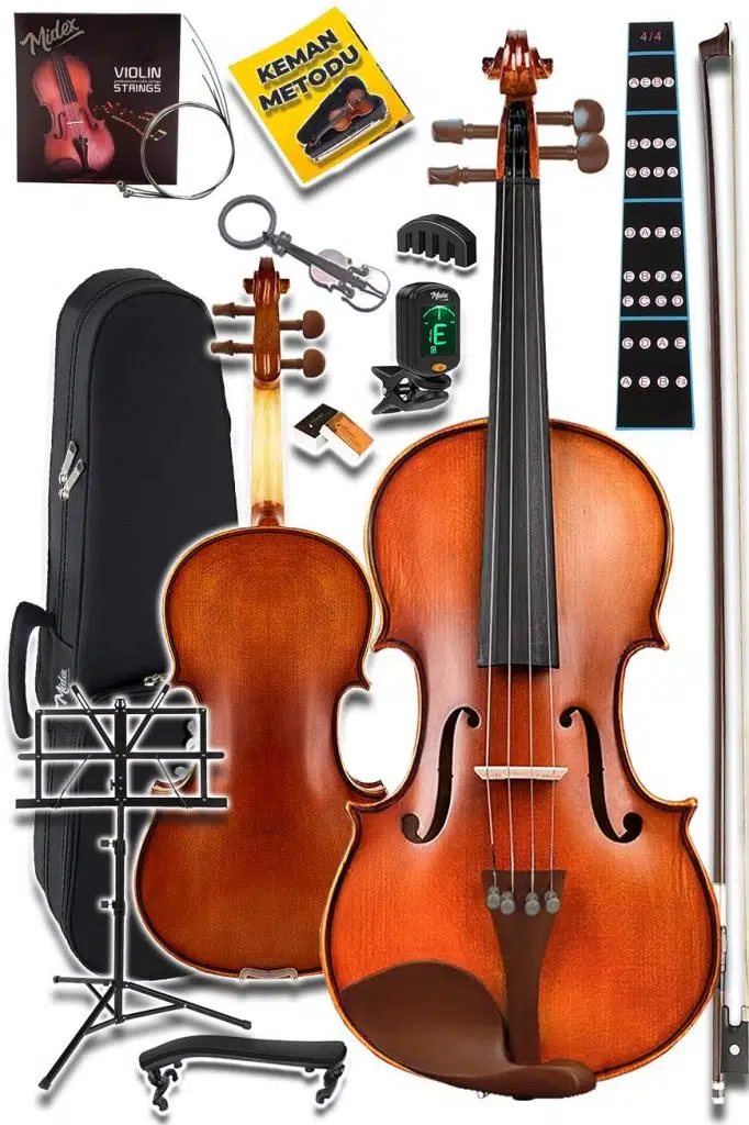 Midex GLA-124X SET Profesyonel Üst Kalite GÜL Ağacı Keman 4/4 Tam Boy