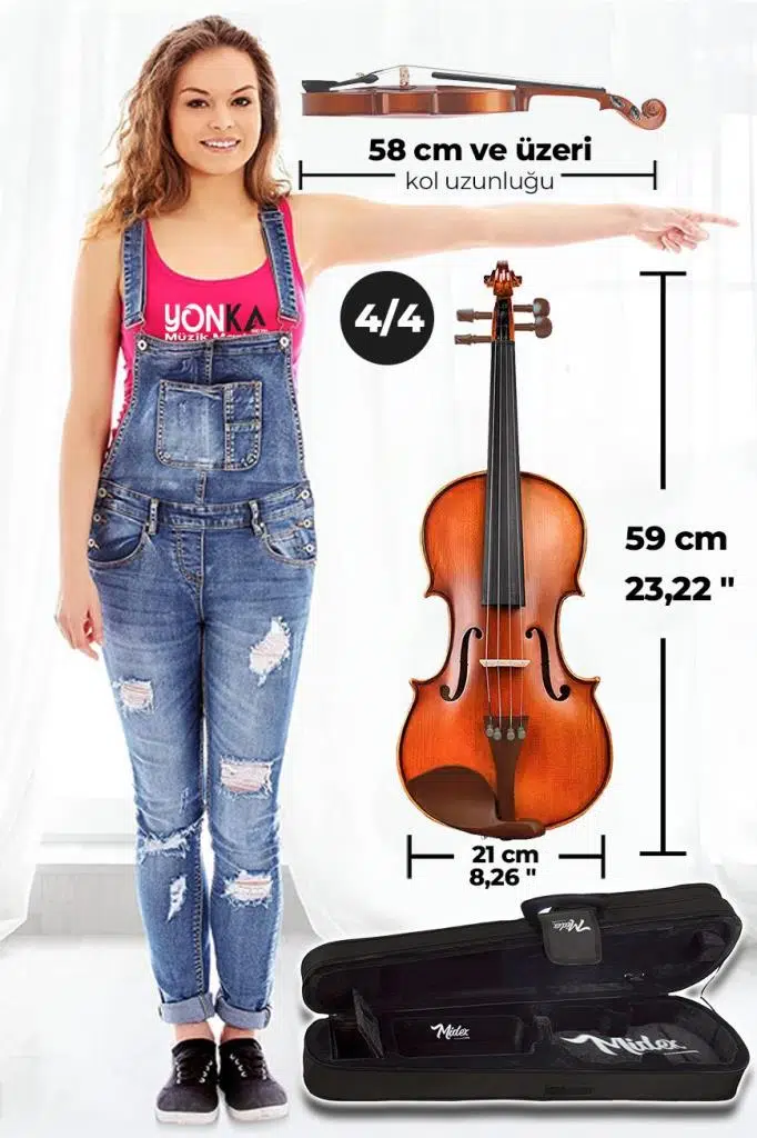 Midex GLA-124X SET Profesyonel Üst Kalite GÜL Ağacı Keman 4/4 Tam Boy