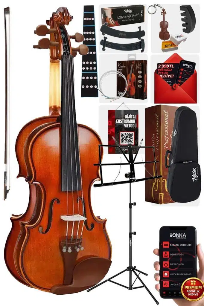 Midex GLA-124X SET Profesyonel Üst Kalite GÜL Ağacı Keman 4/4 Tam Boy Midex GLA-124X SET Profesyonel Üst Kalite GÜL Ağacı Keman 4/4 Tam Boy