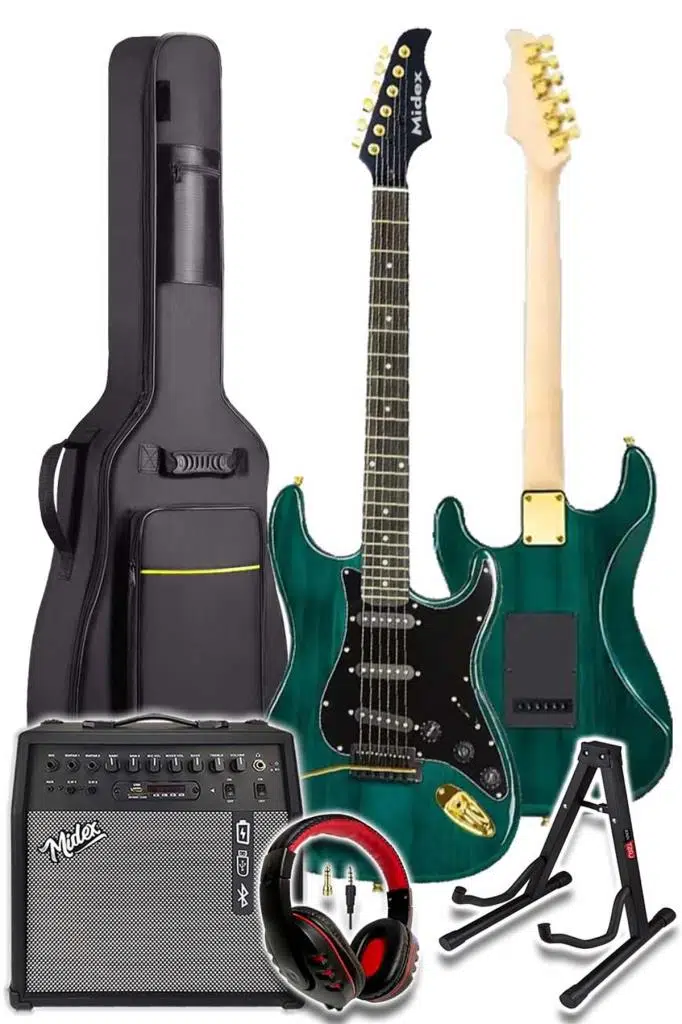 Midex GLC-40GR-50AMP Elektro Gitar Seti 50 WATT Şarjlı BT Amfi Full SET