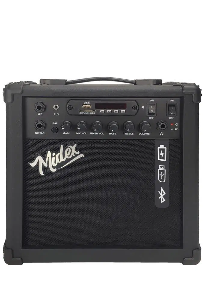 Midex GLC-40GR-AMP Elektro Gitar Seti 25 WATT Şarjlı BT Amfi Full SET