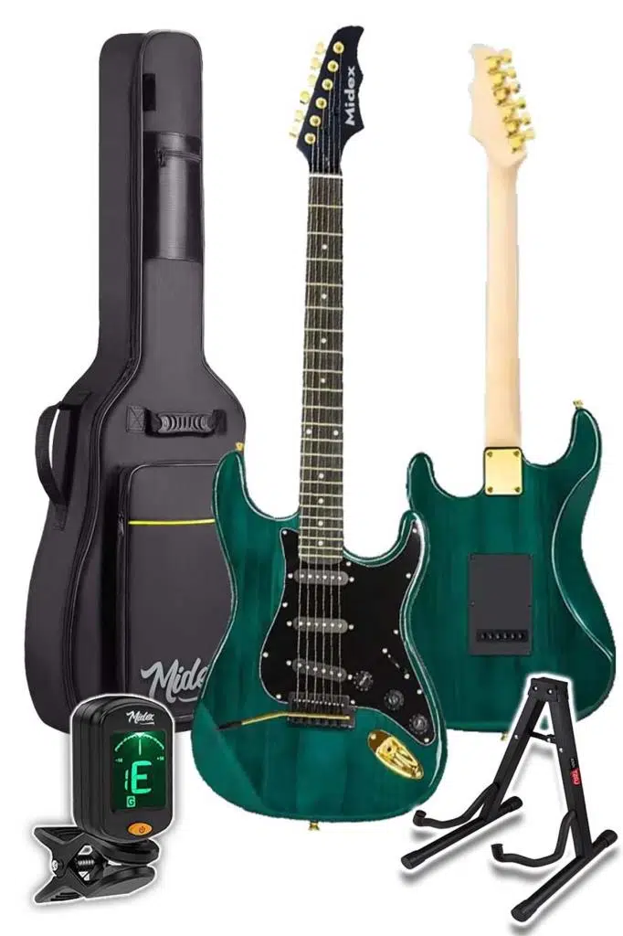 Midex GLC-40GR Profesyonel Elektro Gitar Yeşil (Gigbag Askı Capo Pena Kablo)