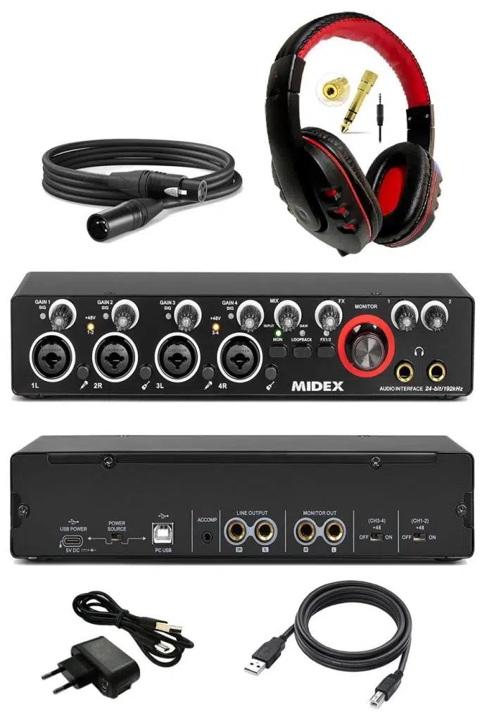 Midex GLX-4000HD Profesyonel Usb Stüdyo Ses Kartı 4 Giriş 4 Çıkış (Kulaklık ve Kablo) Midex GLX-4000HD Profesyonel Usb Stüdyo Ses Kartı 4 Giriş 4 Çıkış (Kulaklık ve Kablo)