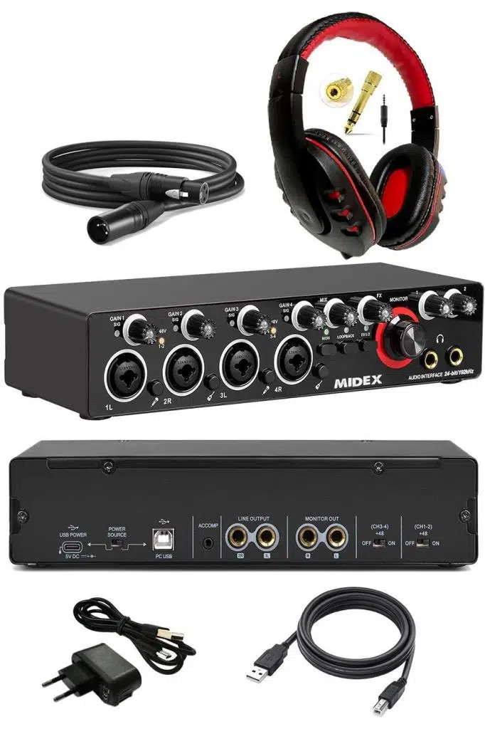 Midex GLX-4000HD Profesyonel Usb Stüdyo Ses Kartı 4 Giriş 4 Çıkış (Kulaklık ve Kablo) Midex GLX-4000HD Profesyonel Usb Stüdyo Ses Kartı 4 Giriş 4 Çıkış (Kulaklık ve Kablo)