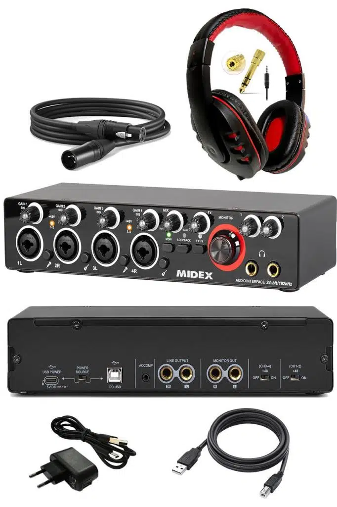 Midex GLX-4000HD Profesyonel Usb Stüdyo Ses Kartı 4 Giriş 4 Çıkış (Kulaklık ve Kablo) Midex GLX-4000HD Profesyonel Usb Stüdyo Ses Kartı 4 Giriş 4 Çıkış (Kulaklık ve Kablo)