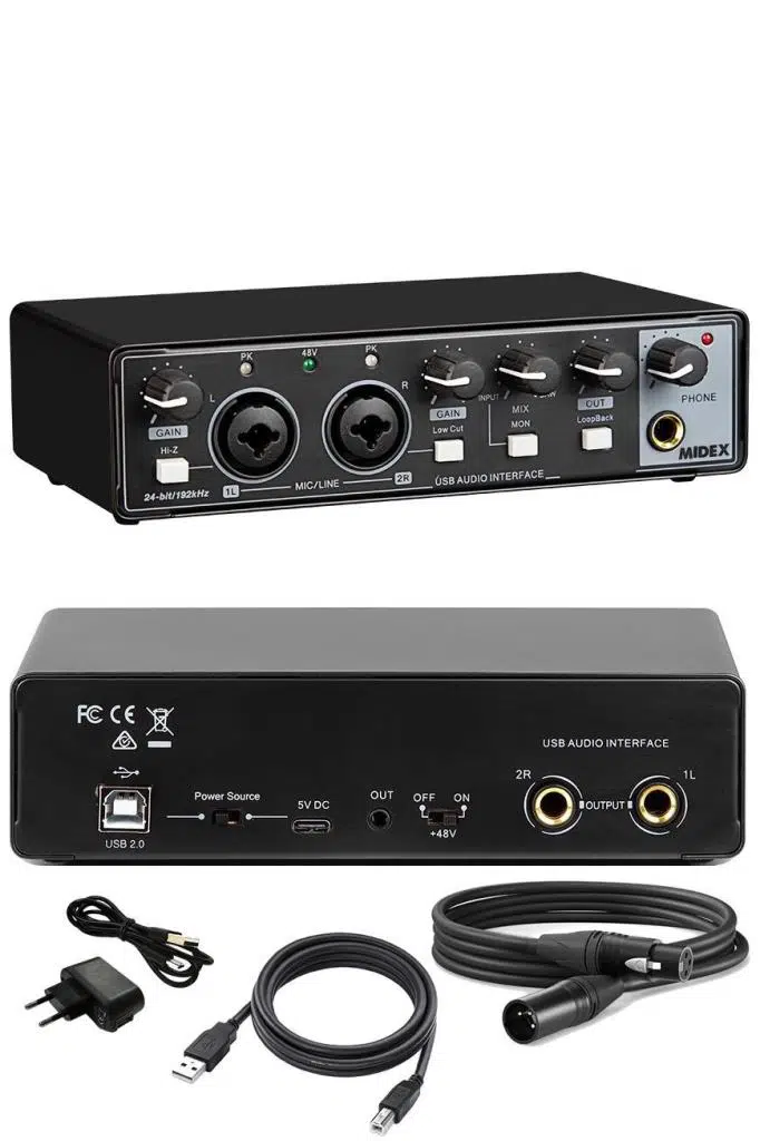 Midex GLX-650 Profesyonel Usb Stüdyo Ses Kartı 2 Giriş 2 Çıkış (xlr Kablo Dahil)