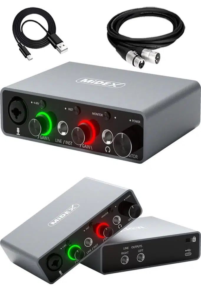 Midex GLX-700GR XLR Üst Segment Usb Stüdyo Ses Kartı 2 Giriş 2 Çıkış 24bit/192kHz Midex GLX-700GR XLR Üst Segment Usb Stüdyo Ses Kartı 2 Giriş 2 Çıkış 24bit/192kHz