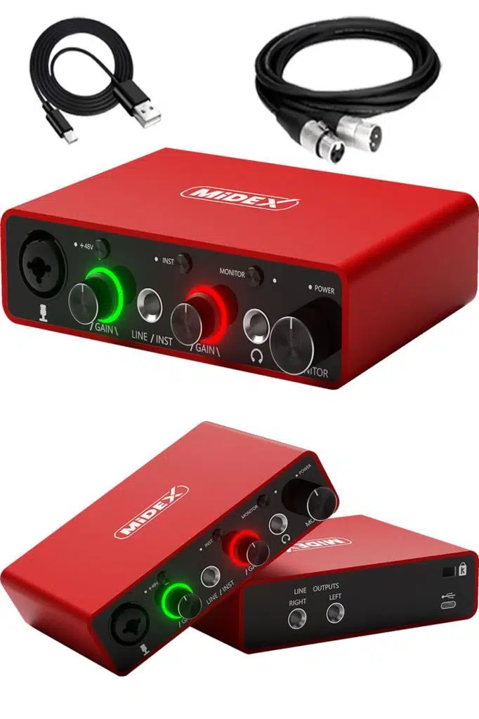 Midex GLX-700RD XLR Üst Segment Usb Stüdyo Ses Kartı 2 Giriş 2 Çıkış 24bit/192kHz Midex GLX-700RD XLR Üst Segment Usb Stüdyo Ses Kartı 2 Giriş 2 Çıkış 24bit/192kHz
