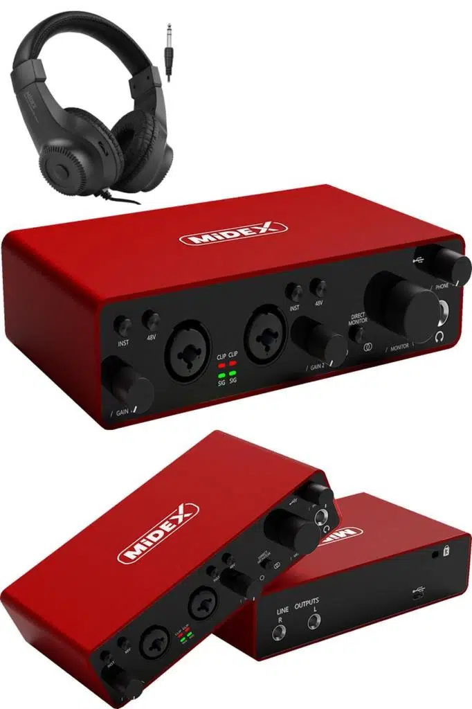 Midex GLX-800RD-H Üst Segment Usb Stüdyo Ses Kartı 2 Giriş 2 Çıkış 24bit/192kHz (Kulaklık kablo Dahil) Midex GLX-800RD-H Üst Segment Usb Stüdyo Ses Kartı 2 Giriş 2 Çıkış 24bit/192kHz (Kulaklık kablo Dahil)
