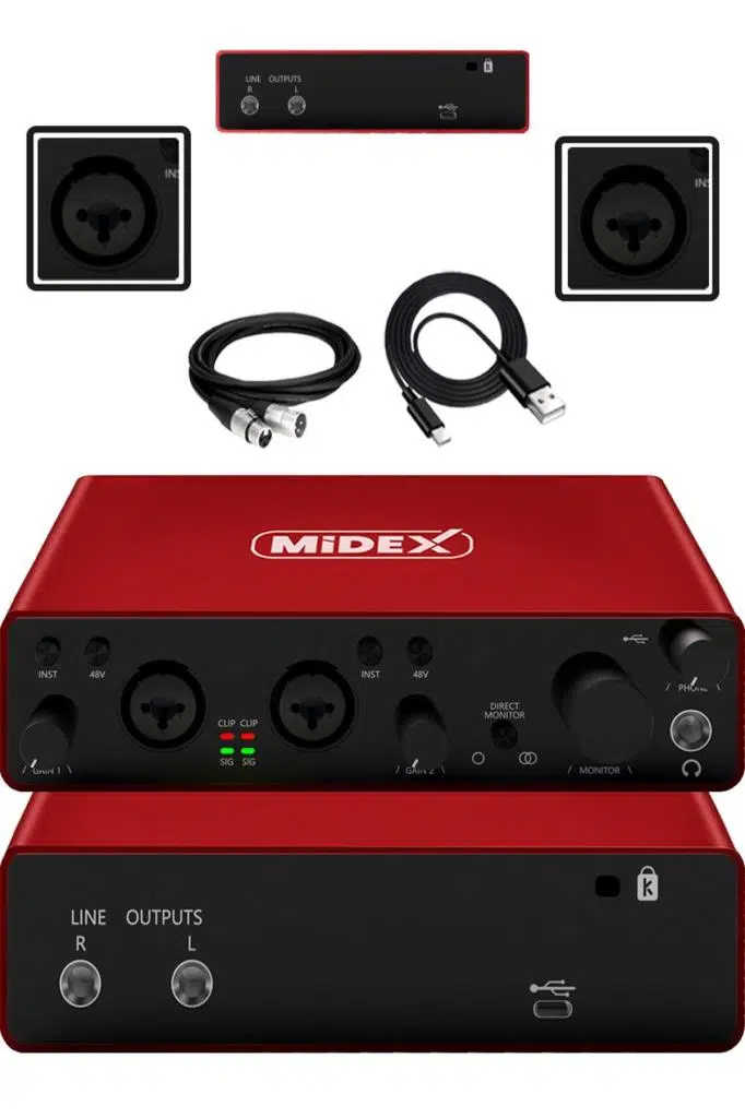 Midex GLX-800RD Üst Segment Usb Stüdyo Ses Kartı 2 Giriş 2 Çıkış 24bit/192kHz Midex GLX-800RD Üst Segment Usb Stüdyo Ses Kartı 2 Giriş 2 Çıkış 24bit/192kHz