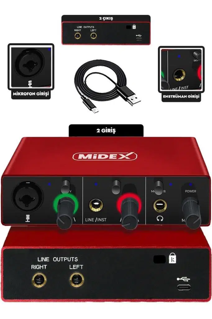 Midex GLX Paket-2 BM800 And Mikrofon Ses Kartı + Stand Set
