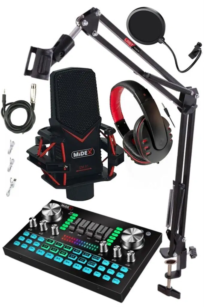 Midex GMX-1 Diamond Set Condenser Mikrofon Ses Kartı Kulaklık Canlı Yayın Paketi (Telefon ve PC) Midex GMX-1 Diamond Set Condenser Mikrofon Ses Kartı Kulaklık Canlı Yayın Paketi (Telefon ve PC)