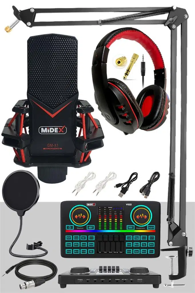 Midex GMX-1 Effective set Condenser Mikrofon Ses Kartı Kulaklık Canlı Yayın Paketi (Telefon ve PC) Midex GMX-1 Effective set Condenser Mikrofon Ses Kartı Kulaklık Canlı Yayın Paketi (Telefon ve PC)