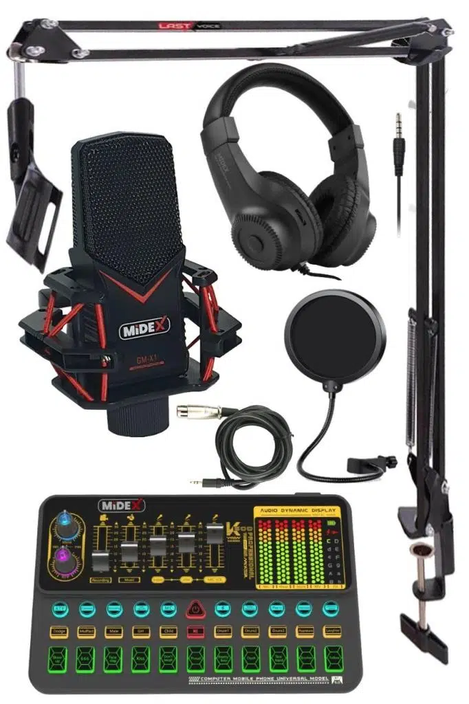 Midex GMX-1 Platinium Head Set Condenser Mikrofon Ses Kartı Kulaklık Canlı Yayın Paketi Midex GMX-1 Platinium Head Set Condenser Mikrofon Ses Kartı Kulaklık Canlı Yayın Paketi