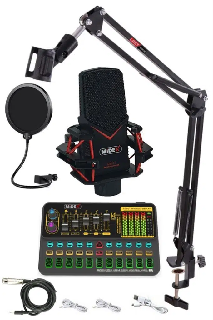 Midex GMX-1 Platinium Set Condenser Mikrofon Ses Kartı Canlı Yayın Paketi (Telefon ve PC) Midex GMX-1 Platinium Set Condenser Mikrofon Ses Kartı Canlı Yayın Paketi (Telefon ve PC)