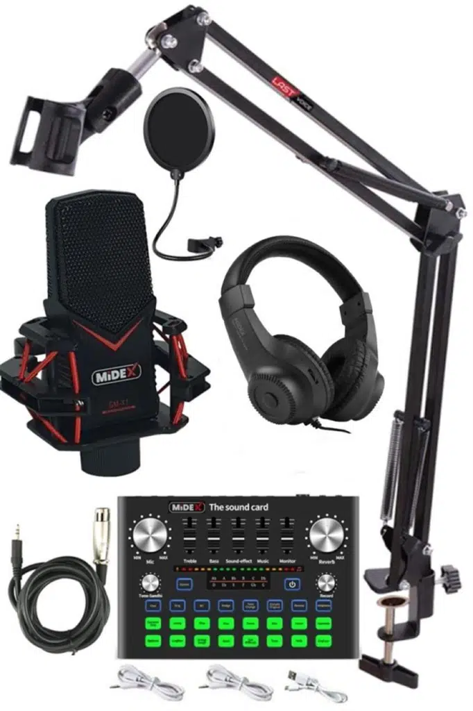Midex GMX-1 Plus Record Head Set Condenser Mikrofon Kulaklık Ses Kartı Canlı Yayın Paketi (Telefon ve PC) Midex GMX-1 Plus Record Head Set Condenser Mikrofon Kulaklık Ses Kartı Canlı Yayın Paketi (Telefon ve PC)