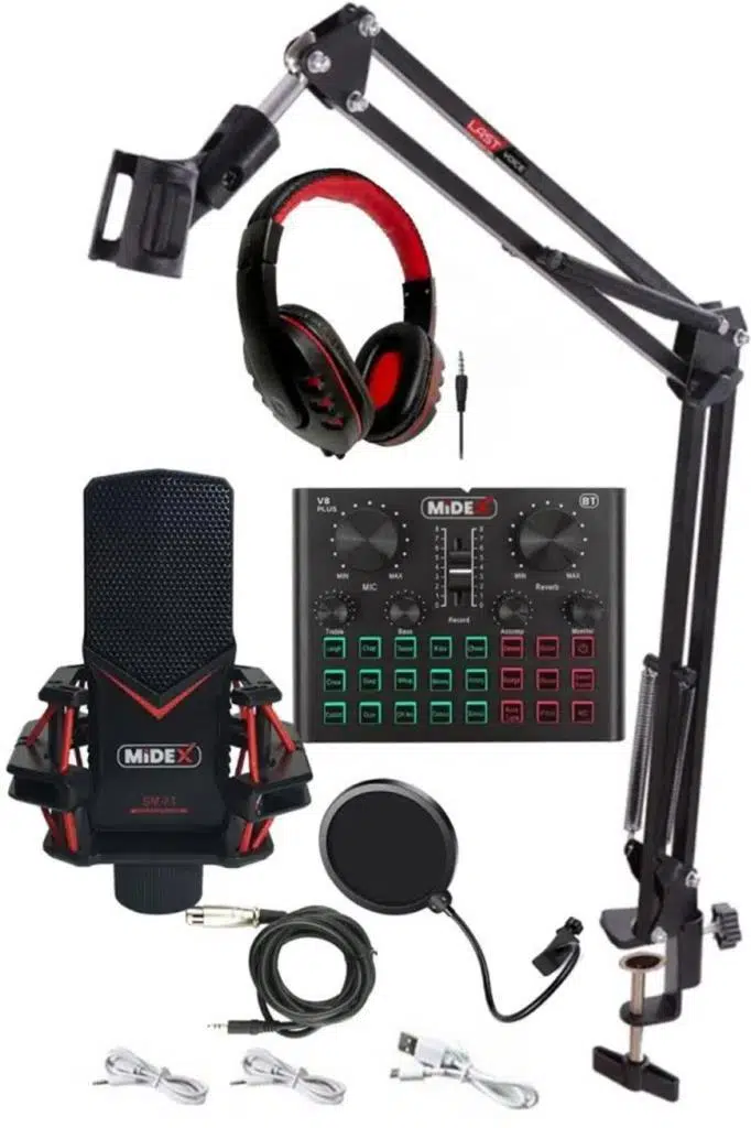 Midex GMX-1 Record Head Set Condenser Mikrofon Kulaklık Ses Kartı Canlı Yayın Paketi (Telefon ve PC) Midex GMX-1 Record Head Set Condenser Mikrofon Kulaklık Ses Kartı Canlı Yayın Paketi (Telefon ve PC)