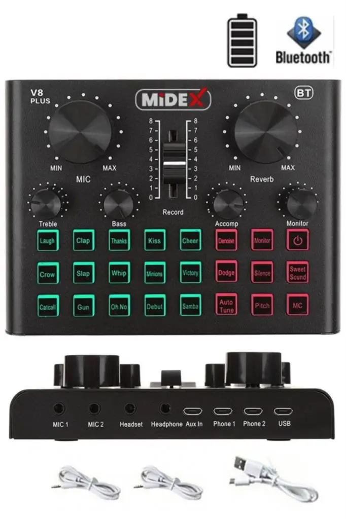 Midex GMX-1 Record Head Set Condenser Mikrofon Kulaklık Ses Kartı Canlı Yayın Paketi (Telefon ve PC)