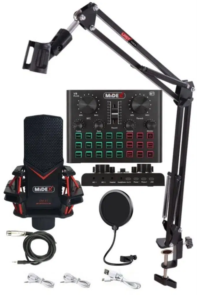 Midex GMX-1 Record Set Condenser Mikrofon Ses Kartı Canlı Yayın Paketi (Telefon ve PC) Midex GMX-1 Record Set Condenser Mikrofon Ses Kartı Canlı Yayın Paketi (Telefon ve PC)