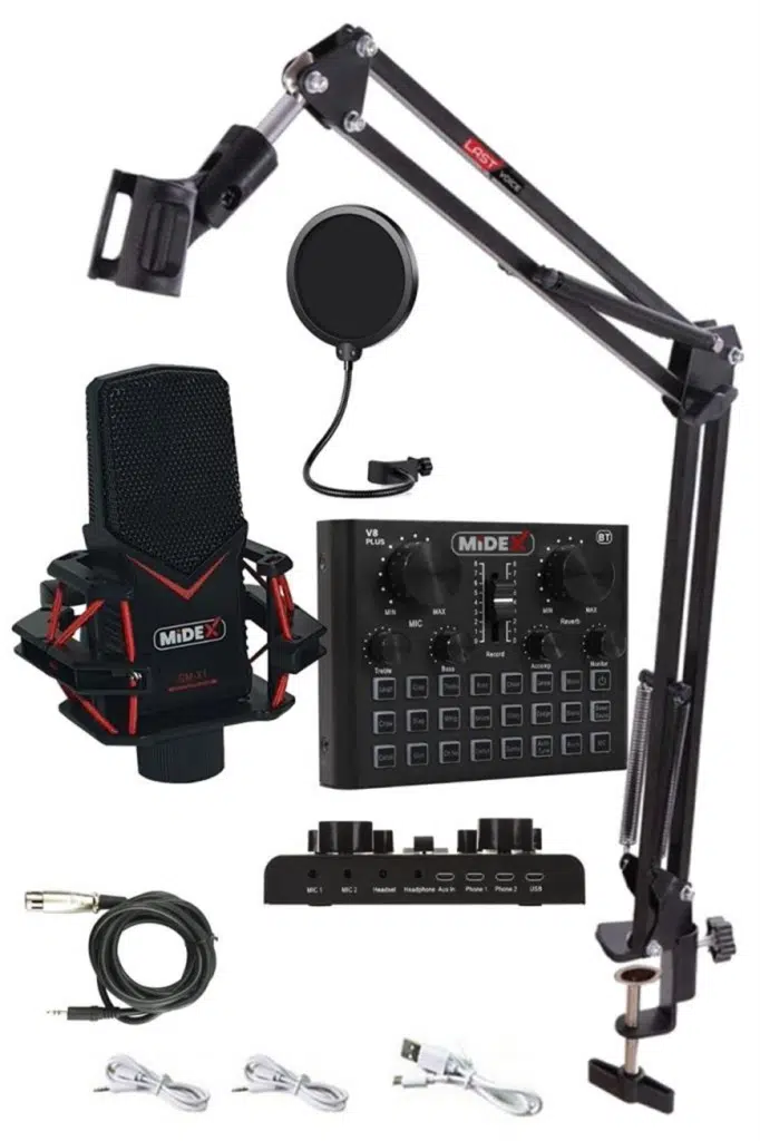 Midex GMX-1 Record Set Condenser Mikrofon Ses Kartı Canlı Yayın Paketi (Telefon ve PC) Midex GMX-1 Record Set Condenser Mikrofon Ses Kartı Canlı Yayın Paketi (Telefon ve PC)
