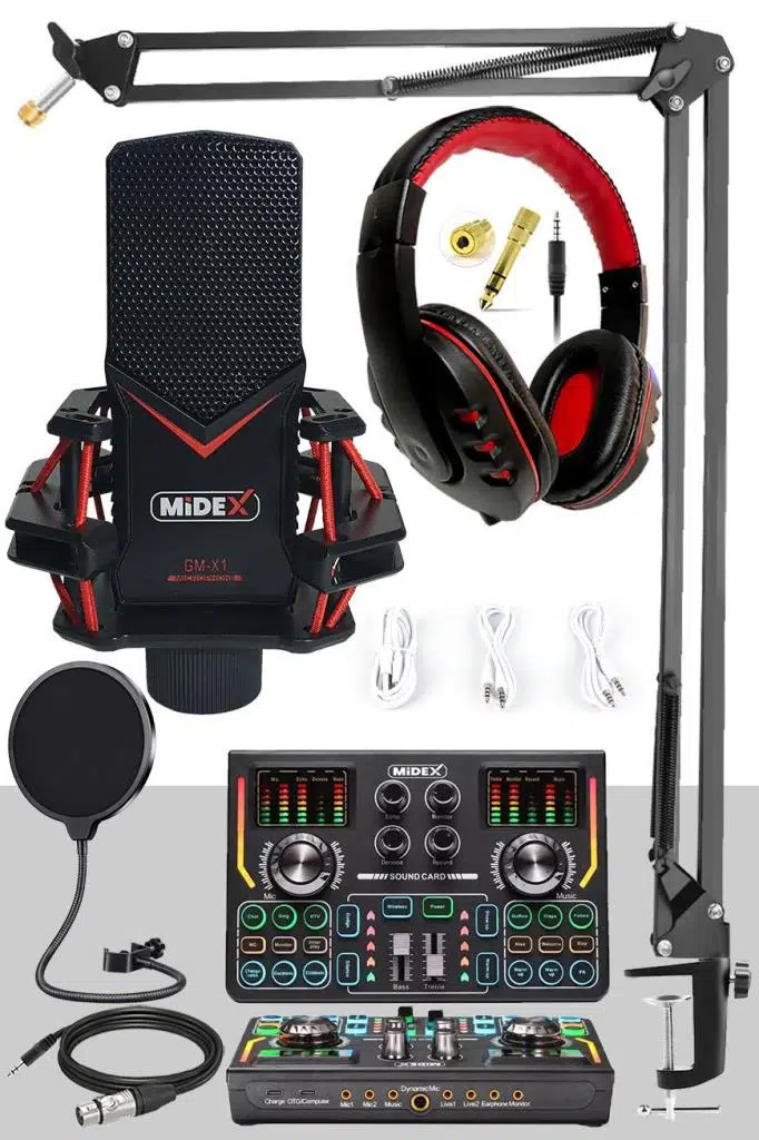 Midex GMX-1 Titanium Set Efektli Ses Kartı Mikrofon Kulaklık Stand Kayıt Canlı Yayın (PC ve Telefon) Midex GMX-1 Titanium Set Efektli Ses Kartı Mikrofon Kulaklık Stand Kayıt Canlı Yayın (PC ve Telefon)
