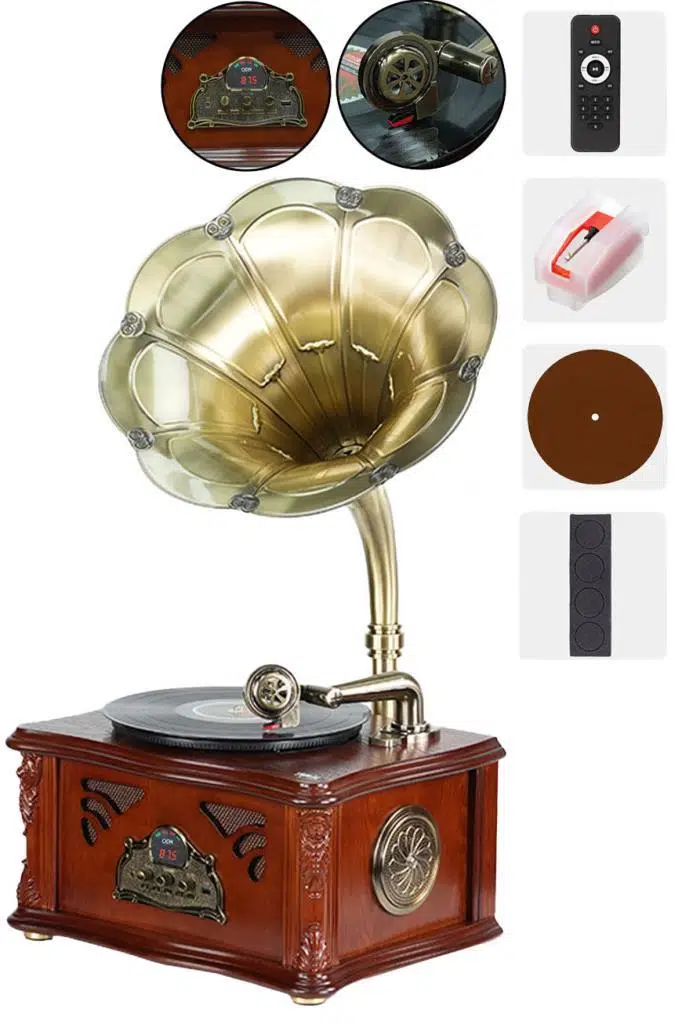 Midex GR-50 Nostaljik Gramofon FM Radyolu 33/45 Devir Pikap Plak Çalar Bluetooth