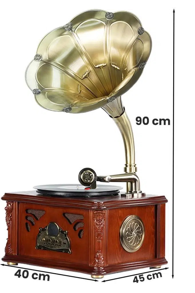 Midex GR-50 Nostaljik Gramofon FM Radyolu 33/45 Devir Pikap Plak Çalar Bluetooth