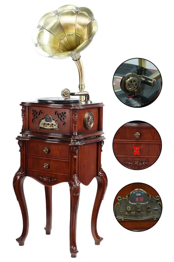 Midex GR-90 Nostaljik Gramofon Bluetooth USB Plak Çalar Pikap FM Radyo MP3