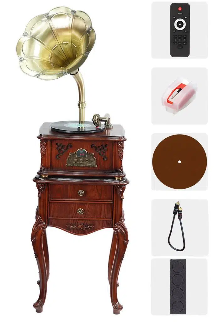 Midex GR-90 Nostaljik Gramofon Bluetooth USB Plak Çalar Pikap FM Radyo MP3