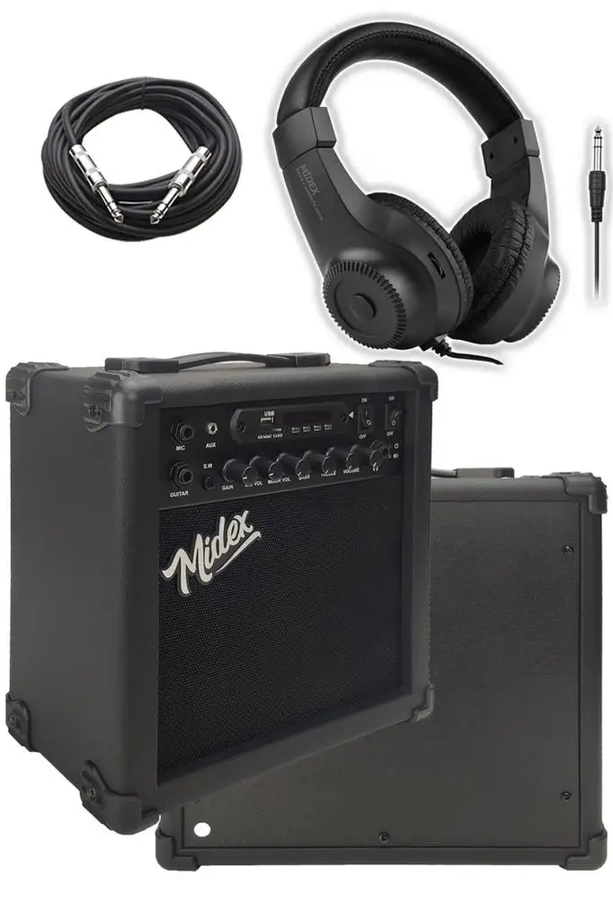Midex GRX-200MBK-25-AMP Les Paul Kasa Elektro Gitar Seti 25 Watt Gainli Şarjlı Amfi ve Full Set (H-H)