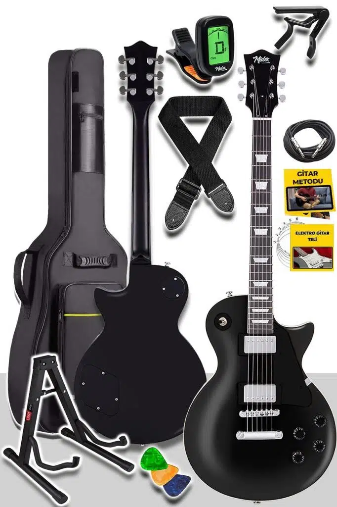 Midex GRX-200MBK Profesyonel Les Paul Kasa HH Elektro Gitar Seti Mat Siyah