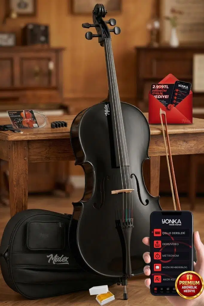 Midex GT-124BK Profesyonel Üst Kalite Siyah Çello Viyolonsel