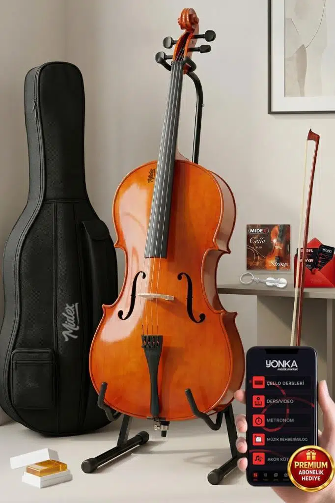 Midex GT-124M-PAK Profesyonel Üst Kalite Maun Çello Viyolonsel Full Set