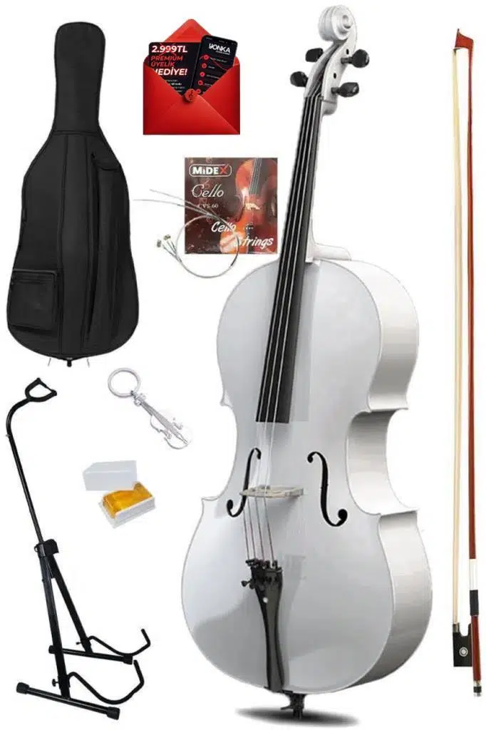 Midex GT-124WH-PAK Profesyonel Üst Kalite Beyaz Çello Viyolonsel Full Set Midex GT-124WH-PAK Profesyonel Üst Kalite Beyaz Çello Viyolonsel Full Set