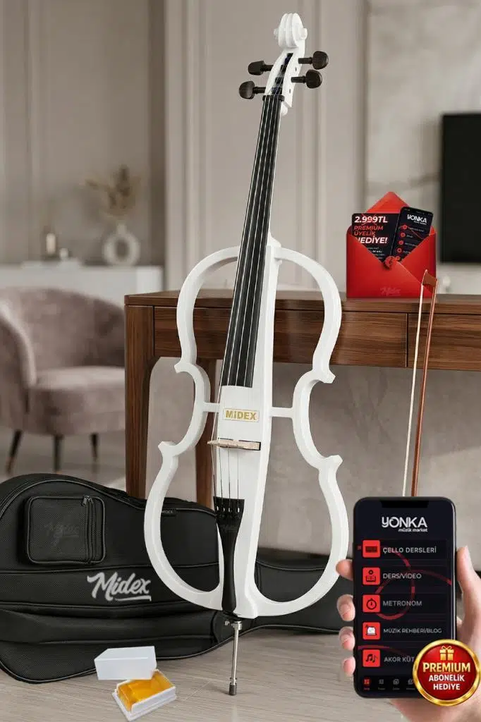 Midex GTC-400WH Profesyonel Elektro Çello Seti Beyaz