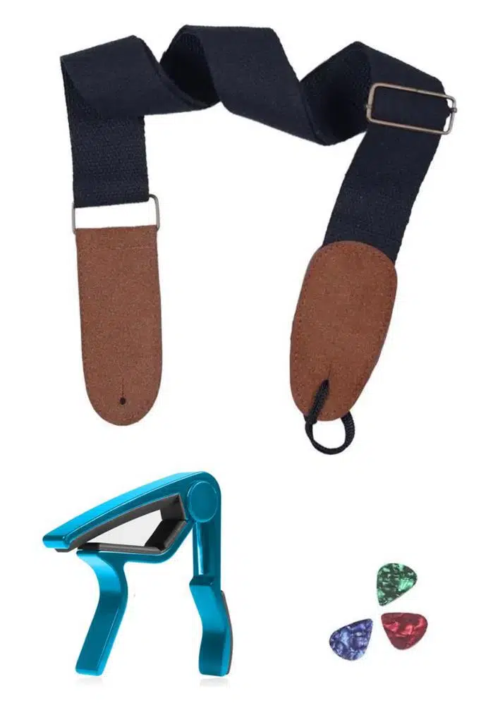 Midex HG21C Siyah Renk Gitar Omuz Askısı Metal Capo Pena Paketi