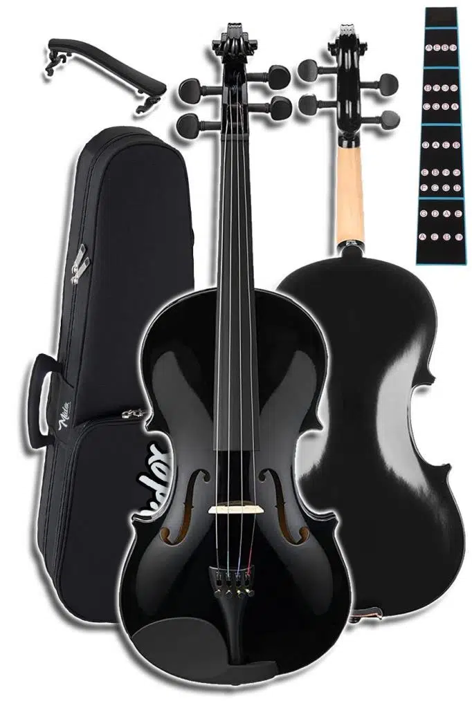 Midex HGA24BK-TYS Siyah 1/2 Yarım Keman Seti 8-10 Yaş Çocuk Kemanı (Yastık Reçine Çanta Tel Susturucu Yay Metod)